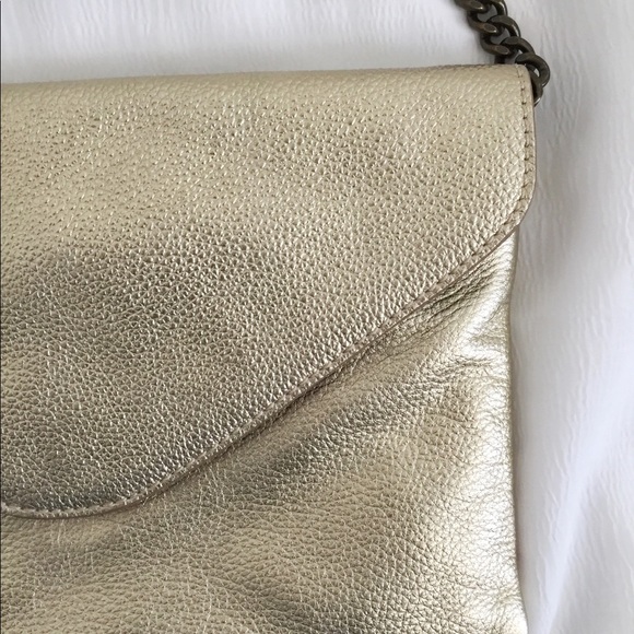 J. Crew Leather Clutch Bag Bronze Chain - Picture 2 of 5
